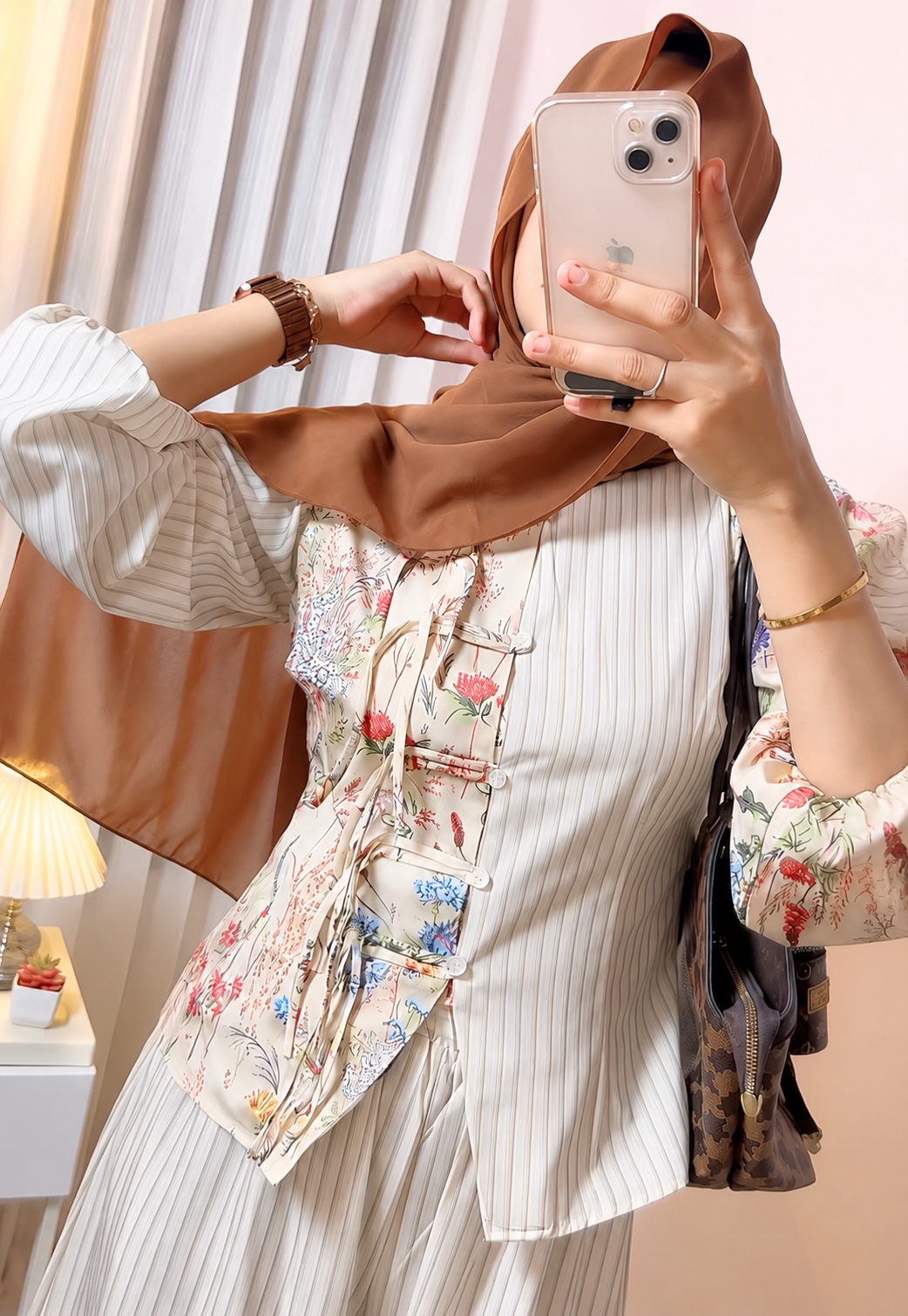 FLOWER STRIP SHIRT SKIRT